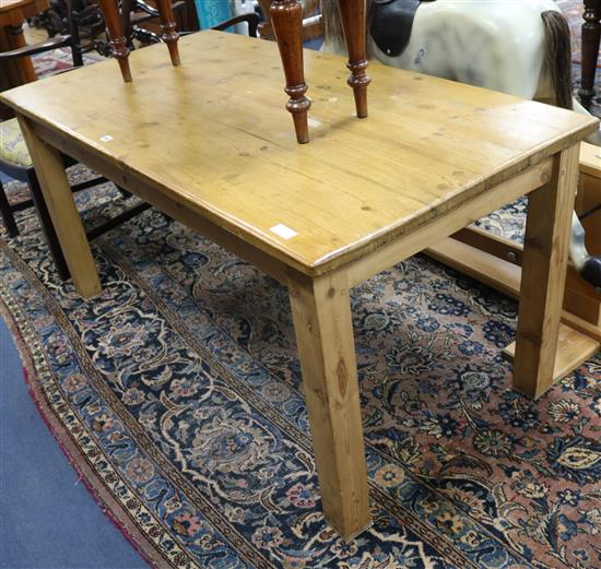 A pine kitchen table W.156cm